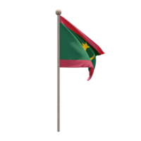 Mauretanien 3D-Darstellung Flagge auf der Stange. Fahnenmast aus Holz png