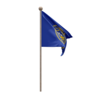 Nebraska 3d illustration flag on pole. Wood flagpole png