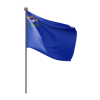 Nevada 3d illustration flag on pole. Wood flagpole png