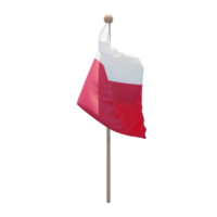 polen 3d illustration flagga på Pol. trä flaggstång png