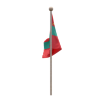 Transnistria 3d illustration flag on pole. Wood flagpole png