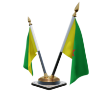 Frans Guyana 3d illustratie dubbele v bureau vlag staan png