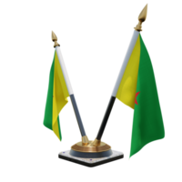 French Guiana 3d illustration Double V Desk Flag Stand png