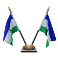 Lesotho 3d illustratie dubbele v bureau vlag staan png