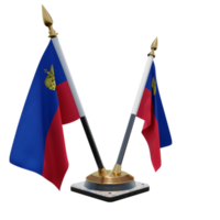 soporte de bandera de escritorio doble v de ilustración 3d de liechtenstein png