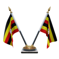 uganda ilustración 3d soporte de bandera de escritorio doble v png