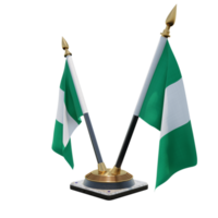 Nigeria 3d illustration Double V Desk Flag Stand png