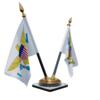 United States Virgin Islands 3d illustration Double V Desk Flag Stand png