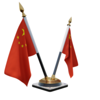 människors republik av Kina 3d illustration dubbel- v skrivbord flagga stå png