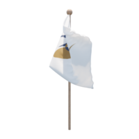 bandeira de ilustração 3d da união econômica euro-asiática no poste. mastro de madeira png