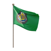 Gulf Cooperation Council 3d illustration flag on pole. Wood flagpole png
