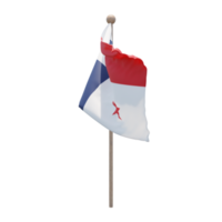 Panama 3d illustration flag on pole. Wood flagpole png