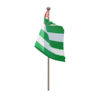 Republic of Abkhazia 3d illustration flag on pole. Wood flagpole png