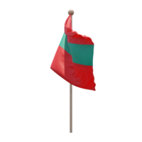 Transnistria 3d illustration flag on pole. Wood flagpole png