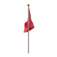 Turkey 3d illustration flag on pole. Wood flagpole png