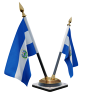 El Salvador 3d illustration Double V Desk Flag Stand png