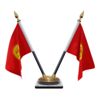 Kirgizië 3d illustratie dubbele v bureau vlag staan png
