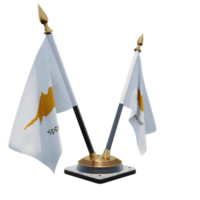 Cyprus 3d illustratie dubbele v bureau vlag staan png