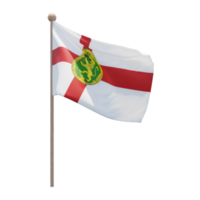 bandera de ilustración 3d de alderney en el poste. asta de bandera de madera png