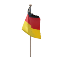 Germany 3d illustration flag on pole. Wood flagpole png