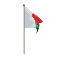 drapeau d'illustration 3d madagascar sur poteau. mât en bois png