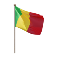 Mali 3d illustratie vlag Aan pool. hout vlaggenmast png