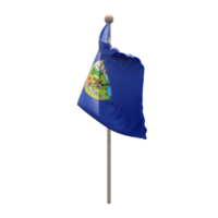 Montana 3d illustration flag on pole. Wood flagpole png