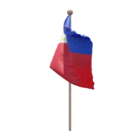 Philippines 3d illustration flag on pole. Wood flagpole png