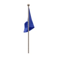 Union of South American Nations 3d illustration flag on pole. Wood flagpole png