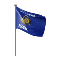 bandeira de ilustração 3d de wisconsin no poste. mastro de madeira png