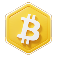 renderização 3d de criptografia de distintivo de bitcoin png