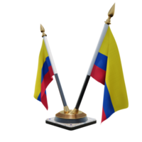 ilustração 3d da colômbia suporte de bandeira de mesa dupla v png