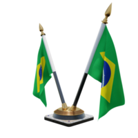 Brasilien 3d illustration dubbel- v skrivbord flagga stå png