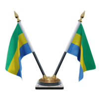 Gabon 3d illustratie dubbele v bureau vlag staan png