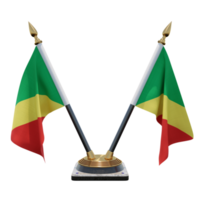 republik av kongo 3d illustration dubbel- v skrivbord flagga stå png