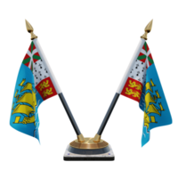 Saint Pierre and Miquelon 3d illustration Double V Desk Flag Stand png