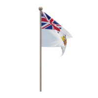 British Antarctic Territory 3d illustration flag on pole. Wood flagpole png