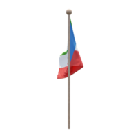 Bandeira de ilustração 3d da Guiné Equatorial no poste. mastro de madeira png
