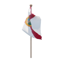 Florida 3D-Darstellung Flagge auf der Stange. Fahnenmast aus Holz png