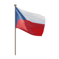 república checa 3d ilustración bandera en el poste. asta de bandera de madera png