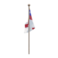Herm 3d illustration flag on pole. Wood flagpole png