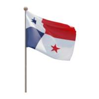 bandeira de ilustração 3d do Panamá no poste. mastro de madeira png