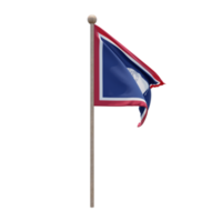 Wyoming 3d illustration flag on pole. Wood flagpole png