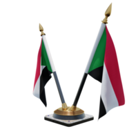 sudan 3d illustration dubbel- v skrivbord flagga stå png