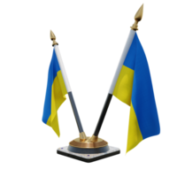 Ukraine 3d illustration Double V Desk Flag Stand png