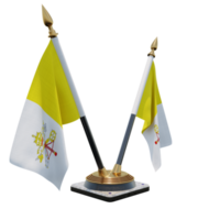 ilustração 3d da cidade do vaticano suporte de bandeira de mesa dupla v png
