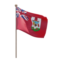 Bermuda 3d illustration flag on pole. Wood flagpole png