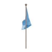 Federated States of Micronesia 3d illustration flag on pole. Wood flagpole png