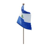 El Salvador 3d illustration flag on pole. Wood flagpole png