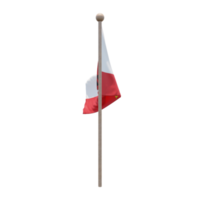 Gibraltar 3D-Darstellung Flagge auf der Stange. Fahnenmast aus Holz png